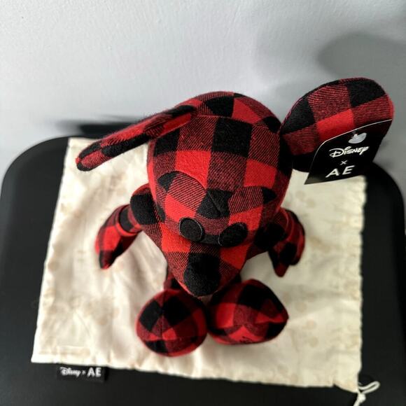 Disney X AE Mickey Mouse American Eagle Special Edition Red Buffalo Plaid Plush - Picture 8 of 12